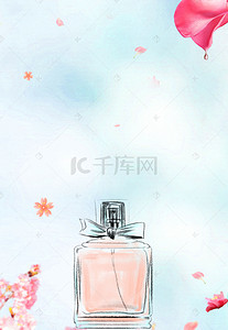 香水广告素材背景图片_蓝色小清新时尚创意香水背景素材