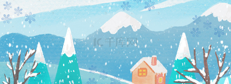 蓝色卡通冬季下雪背景图片_简约小清新冬季上新海报素材