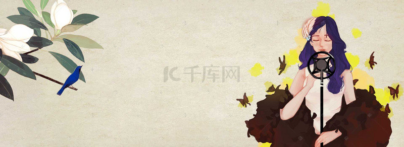 文艺古典美女中国风质感纹理棕色背景