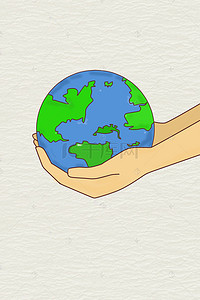 手绘世界地球背景图片_简约手绘世界地球日公益海报背景素材