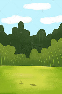 叶子免抠图背景图片_卡通绿色的森林免抠图