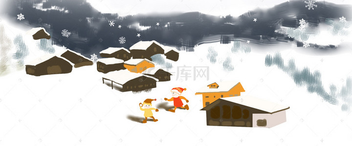 卡通手绘传统二十四节气大寒主题背景