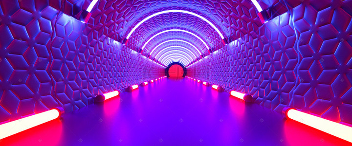 神秘红蓝炫光隧道空间背景