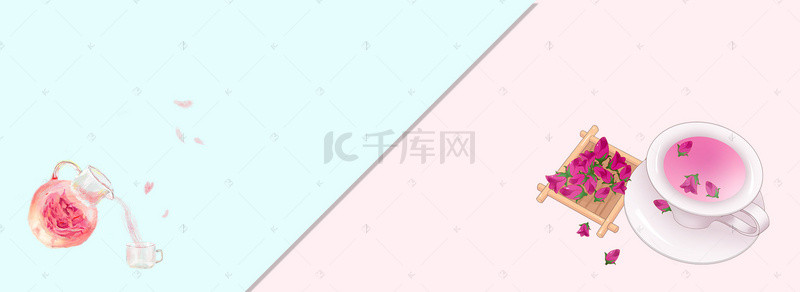 清新唯美玫瑰花茶茶饮养生淘宝banner