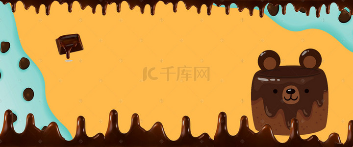 美食促销背景图片_清新简约巧克力美食促销banner