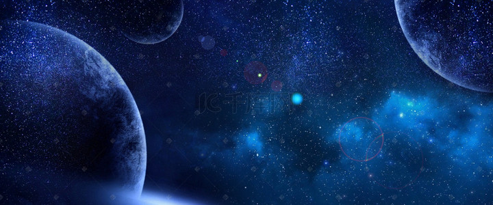 大气蓝色星空背景图片_大气蓝色星空星系星云背景banner