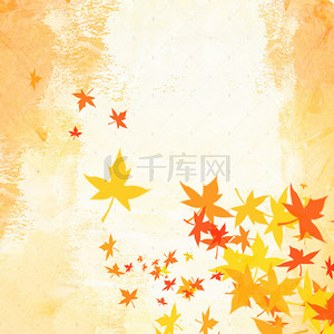 秋季主图背景图片_淘宝秋季黄色水彩枫叶主图背景