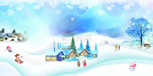 圣诞夜雪景背景图片_大寒节气雪后景色