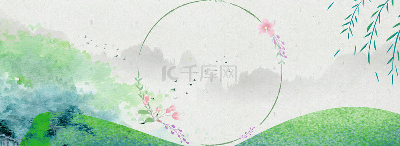 淡雅夏季背景图片_清新淡雅花环banner