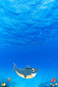 蓝色海洋海豚背景图片_蓝色海洋海报背景