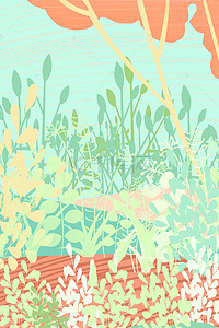 绿色手绘小清新背景图片_手绘小清新绿色植物海报背景