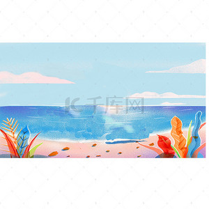 海鸟与鱼背景图片_夏天蓝天下的大海边