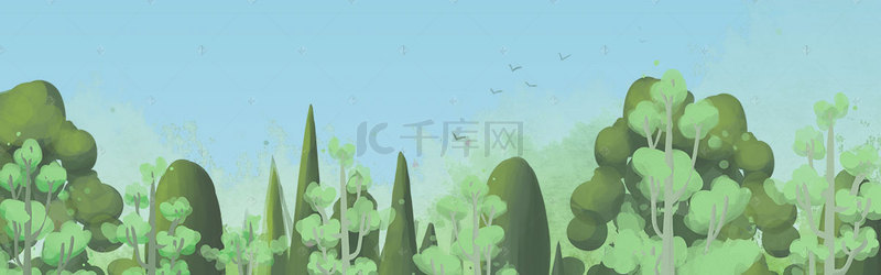 卡通手绘森林背景图片_手绘森林背景banner