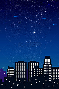 星空背景城市背景图片_科技风夜晚城市海报背景