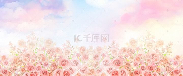 梦幻鲜花背景背景图片_情人节海报鲜花背景素材