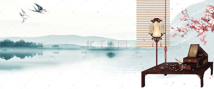 红木家具中式背景图片_中式水墨红木家居广告