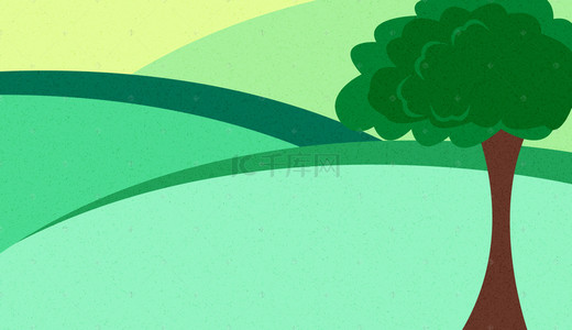 手绘扁平绿色植物海报背景