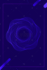 几何蓝色边框科技背景图片_蓝色几何线条边框商务背景海报