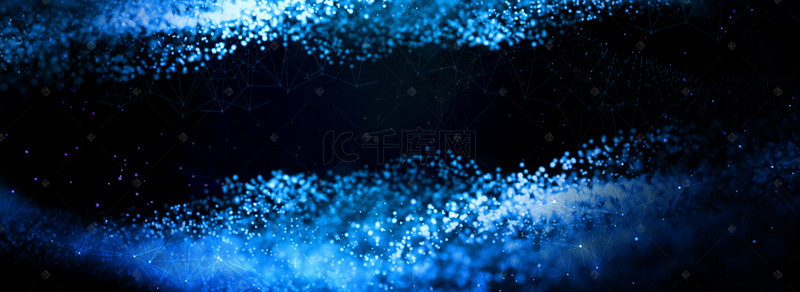简约大气科技商务背景图片_蓝色高端科技光效粒子合成背景