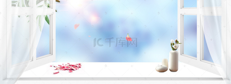 夏季清新淘宝海报背景图片_清新夏季上新窗户促销海报banner