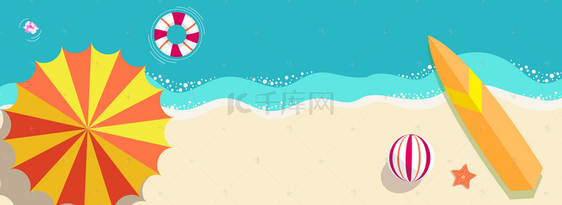 彩色海边背景图片_彩色沙滩海边度假清凉背景