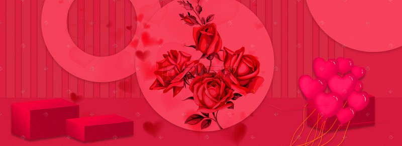 情人节红背景背景图片_红色玫瑰520情人节海报背景