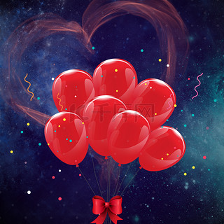 爱心 心 心形 气球海报背景素材
