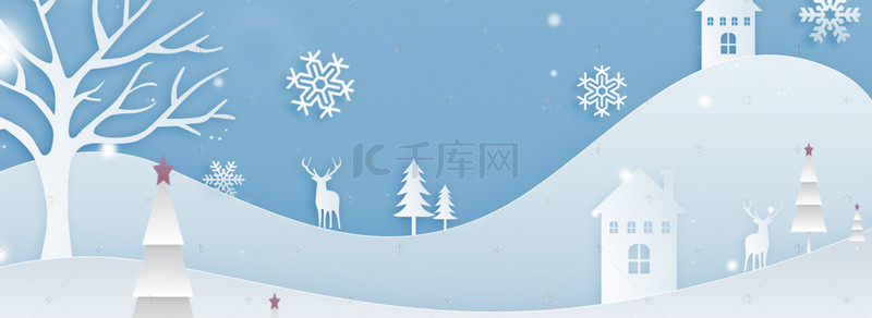 圣诞元旦节日背景图片_圣诞节卡通蓝色banner