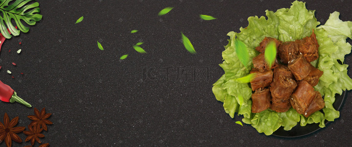 鸡爪美食背景图片_黑色地板绝味鸭脖美食banner