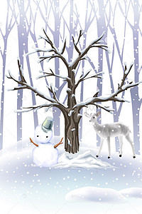 房子手绘背景图片_手绘的冬季雪景H5素材背景