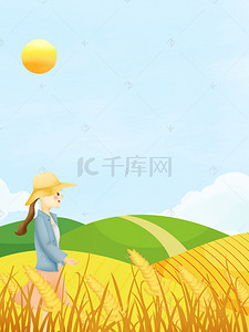 小麦黄色背景图片_清新黄色芒种麦田景象背景