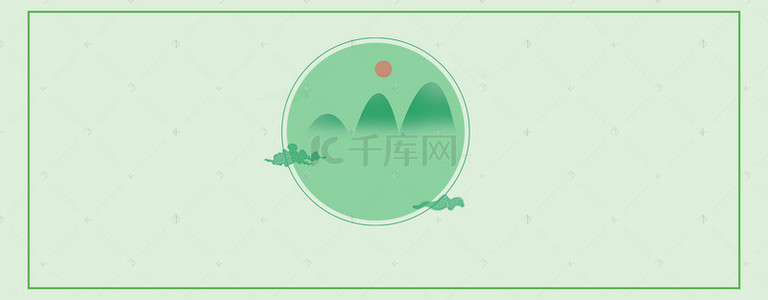 中国风手绘绿色清新banner