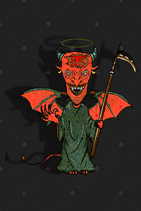 黑色简约万圣节恶魔插图