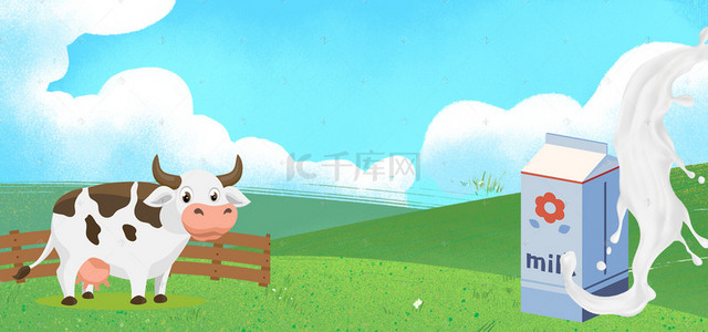 牛奶蒙牛背景图片_清新牛奶促销海报背景素材