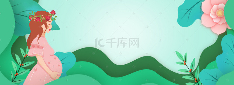 感恩小清新背景图片_天猫母亲节绿色小清新立体banner