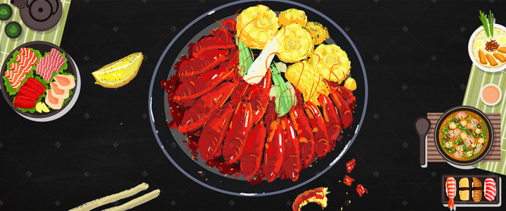 美食节主题背景图片_大龙虾美食节海报素材