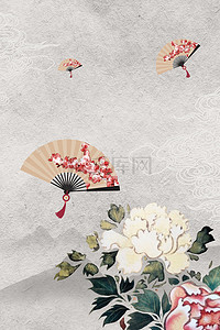 花朵背景花纹背景图片_简约中国风工笔画古典花纹背景