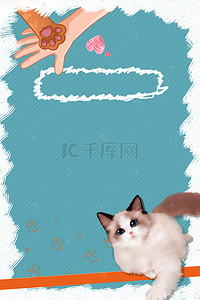 人和猫爪背景图片_猫猫狗狗宠物小动物领养宠物店猫爪布偶猫
