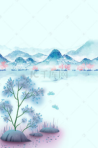 唯美古典春季山水背景