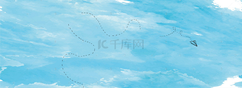 暑季海报背景图片_夏日清新蓝天放飞梦想的飞机海报