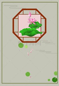 中国风工笔荷花背景图片_工笔风夏季上新海报