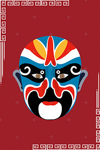 中国风文化宣传背景图片_脸谱剪纸传统文化