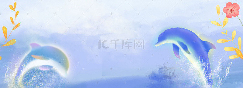 海洋世界吊饰背景图片_卡通海豚海洋世界