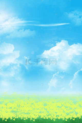 春天的蓝天白云风景图