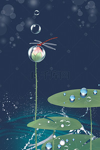 水资源保护海报背景图片_世界水日之水珠中的莲花