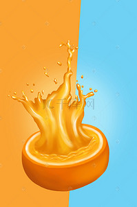 柠檬橙汁小清新背景图片_橙色夏季清新橙汁PSD分层H5背景素材