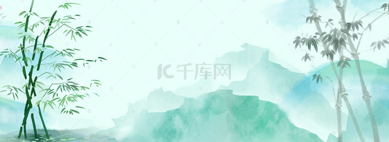 清明节竹子古风中国画广告背景