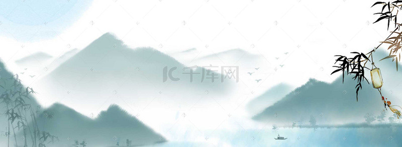 清明水墨背景背景图片_青绿色春季清明节海报banner