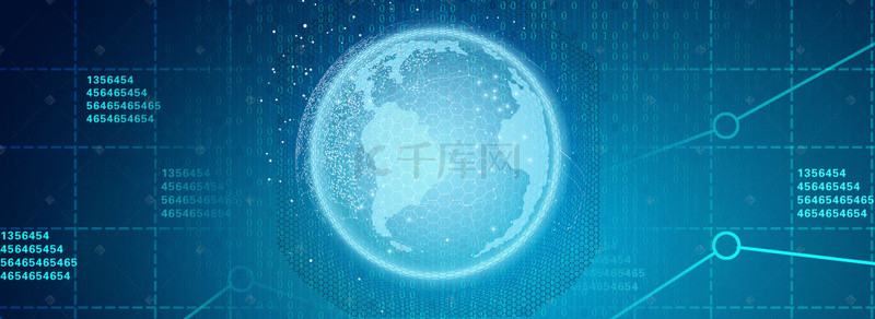 格子海报背景图片_蓝色科技地球banner背景