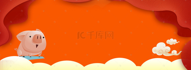 猪年背景图片_猪年红色喜庆新年背景banner图